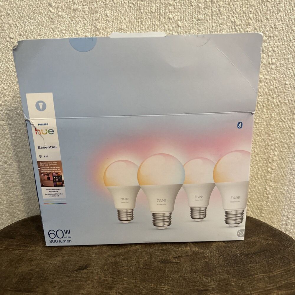 Philips Hue Essential Smart LED A19 Bulb, White & Color Ambiance, E26 Base, 800L